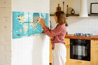 Beschreibbare magnettafel Karte der Tierwelt