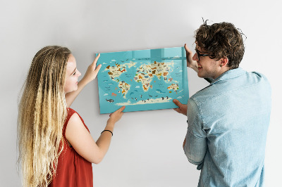 Beschreibbare magnettafel Karte der Tierwelt
