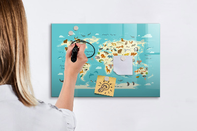 Beschreibbare magnettafel Karte der Tierwelt