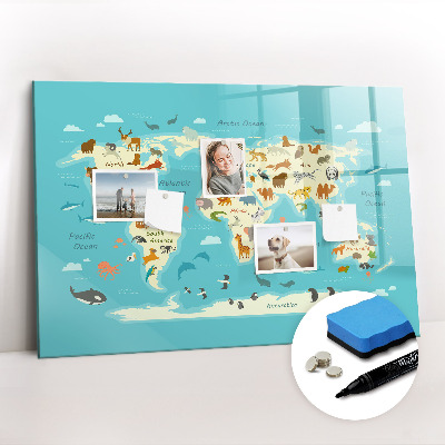 Beschreibbare magnettafel Karte der Tierwelt