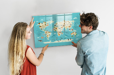 Beschreibbare magnettafel Karte der Tierwelt