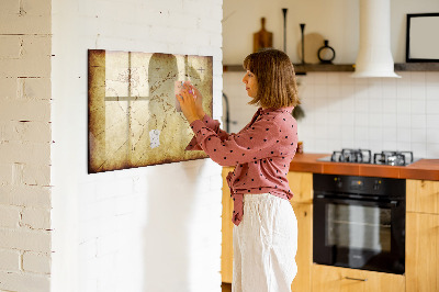 Magnettafel mit Marker Alte Weltkarte