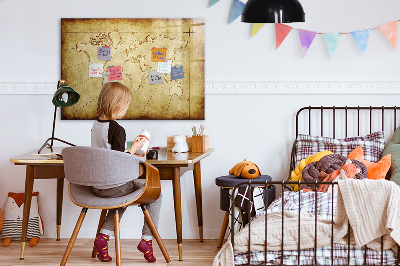 Magnettafel mit Marker Alte Weltkarte