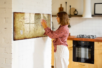 Magnettafel mit Marker Alte Weltkarte