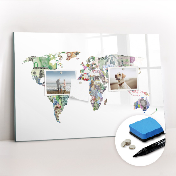 Beschreibbare magnettafel Banknowy-Weltkarte