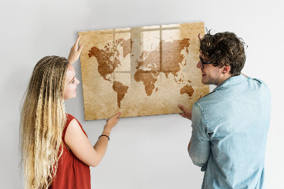 Beschreibbare magnettafel Weltkarte im alten Stil