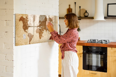 Beschreibbare magnettafel Weltkarte im alten Stil