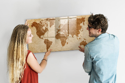 Beschreibbare magnettafel Weltkarte im alten Stil