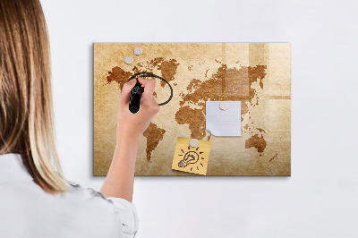 Beschreibbare magnettafel Weltkarte im alten Stil