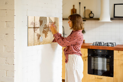 Beschreibbare magnettafel Weltkarte im alten Stil