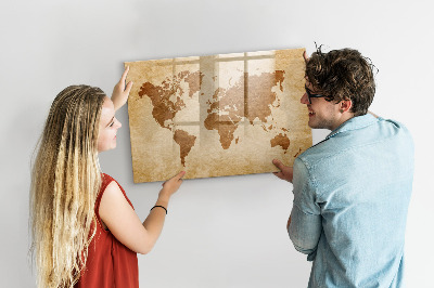 Beschreibbare magnettafel Weltkarte im alten Stil