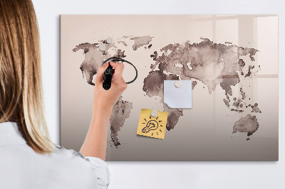 Beschreibbare magnettafel Aquarell-Weltkarte