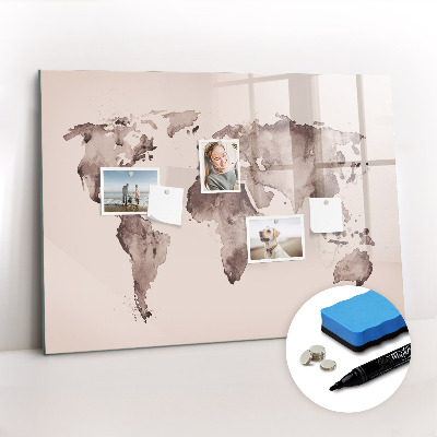 Beschreibbare magnettafel Aquarell-Weltkarte
