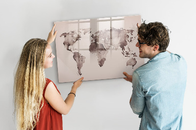 Beschreibbare magnettafel Aquarell-Weltkarte