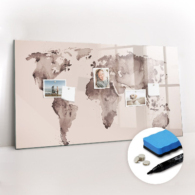 Beschreibbare magnettafel Aquarell-Weltkarte