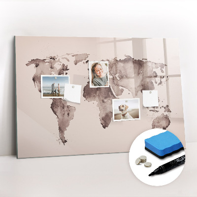 Beschreibbare magnettafel Aquarell-Weltkarte