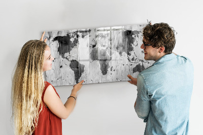 Beschreibbare magnettafel küche Weltkarte auf Holz