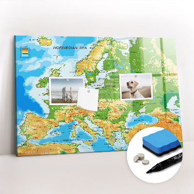 Beschreibbare magnettafel küche Geographie-Weltkarte