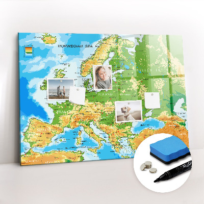 Beschreibbare magnettafel küche Geographie-Weltkarte