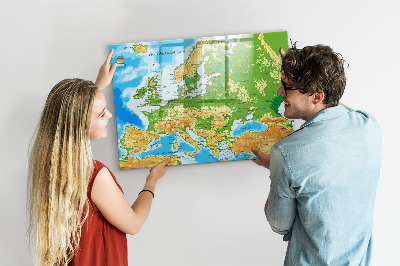 Beschreibbare magnettafel küche Geographie-Weltkarte