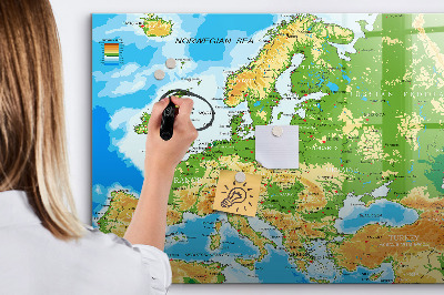 Magnettafel mit Marker Geographie-Weltkarte