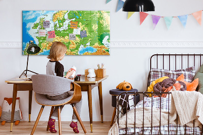 Magnettafel mit Marker Geographie-Weltkarte