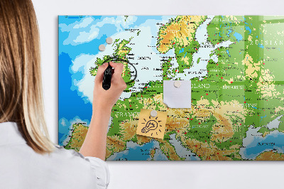 Beschreibbare magnettafel küche Geographie-Weltkarte