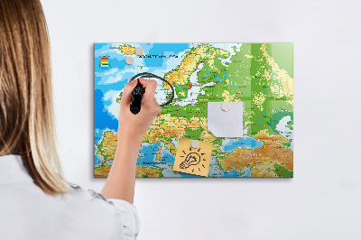 Magnettafel mit Marker Geographie-Weltkarte