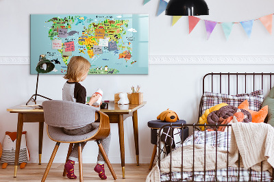 Beschreibbare magnettafel Weltkarte mit Tieren