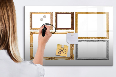Beschreibbare magnettafel Rahmen aus Gold