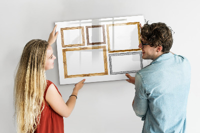 Beschreibbare magnettafel Rahmen aus Gold