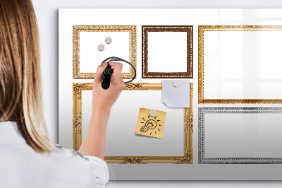 Beschreibbare magnettafel Rahmen aus Gold