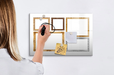 Beschreibbare magnettafel Rahmen aus Gold
