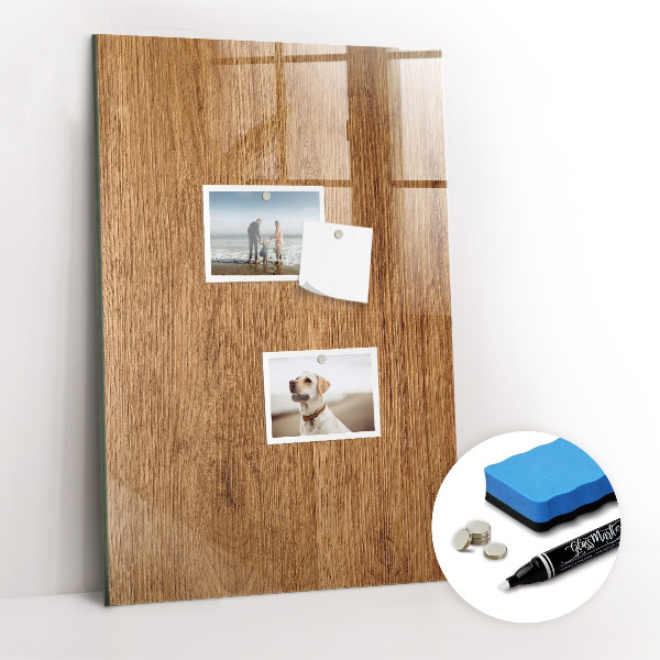 Trocken abwischbare Magnettafel Warmer Holzton