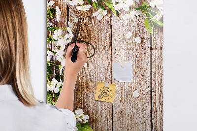 Magnetische Schreibtafel Blumen auf den Brettern