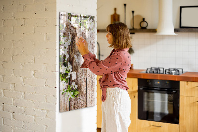 Magnetische Schreibtafel Blumen auf den Brettern