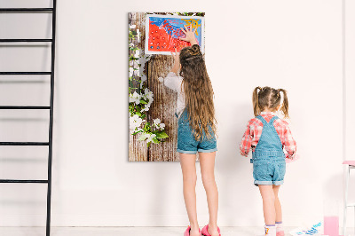 Magnetische Schreibtafel Blumen auf den Brettern