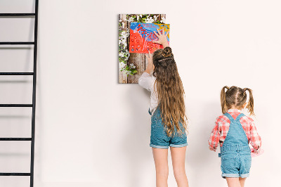 Magnetische Schreibtafel Blumen auf den Brettern