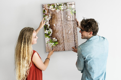 Magnetische Schreibtafel Blumen auf den Brettern