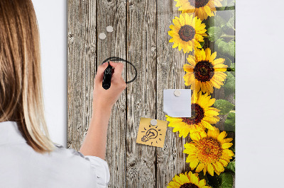 Magnetische Schreibtafel Sonnenblumen aus Holz