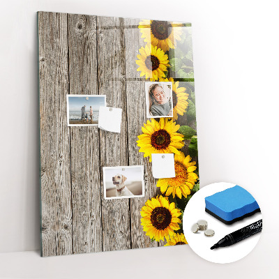 Magnetische Schreibtafel Sonnenblumen aus Holz