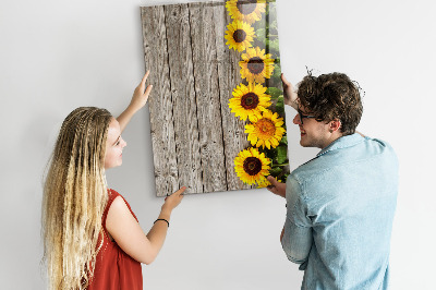 Magnetische Schreibtafel Sonnenblumen aus Holz