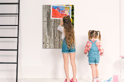 Magnetische Schreibtafel Sonnenblumen aus Holz