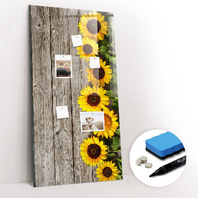 Magnetische Schreibtafel Sonnenblumen aus Holz