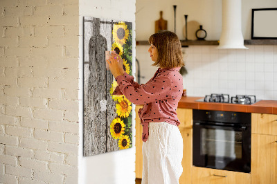 Magnetische Schreibtafel Sonnenblumen aus Holz