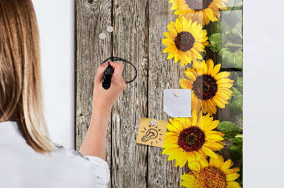 Magnetische Schreibtafel Sonnenblumen aus Holz