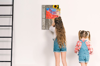 Magnetische Schreibtafel Sonnenblumen aus Holz