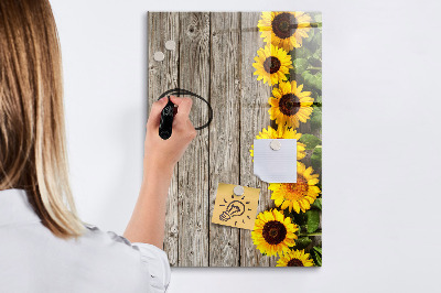 Magnetische Schreibtafel Sonnenblumen aus Holz