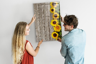 Magnetische Schreibtafel Sonnenblumen aus Holz