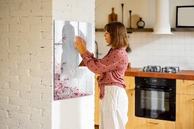 Magnettafel mit Marker Blumen auf Holz